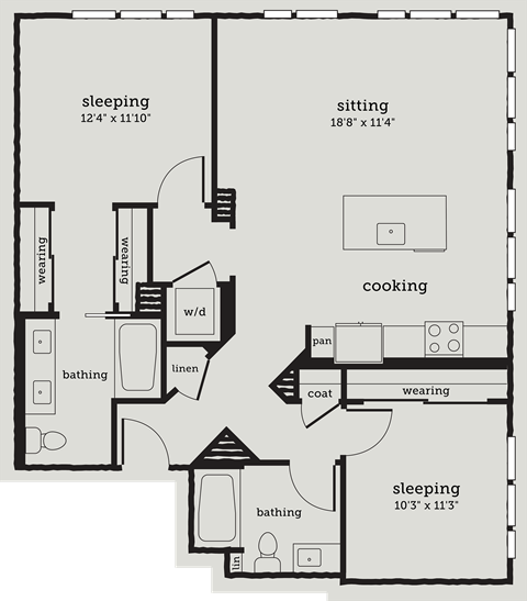 a floor plan of a studio apartment with a bedroom and a living room